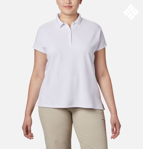 Women's Columbia PFG Innisfree Short Sleeve Polo Shirts White | Plus Size CA-C0831